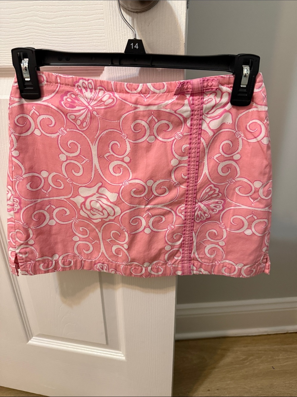 Vintage Kids Size 10 Pink Patterned Cotton Mini Skort
